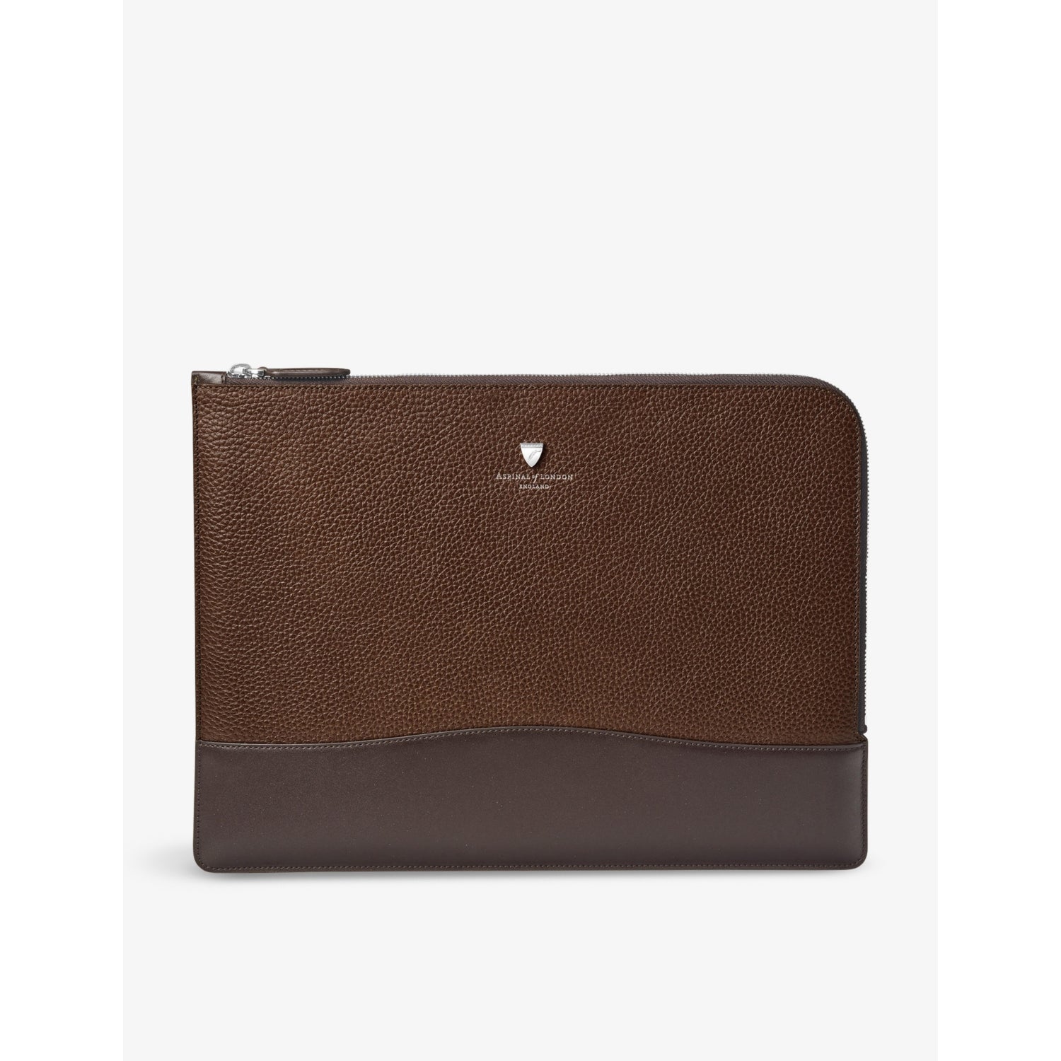 Aspinal of London large logo-embossed leather laptop case, imported from the UK