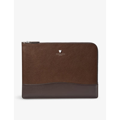 selfridges Aspinal of London City Large Logo-Embossed Leather Laptop Case- Buy online at McGrocer
