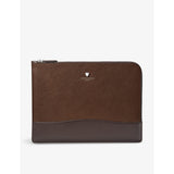 Aspinal of London large logo-embossed leather laptop case, imported from the UK