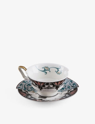 Seletti Hybrid Aspero porcelain teacup and saucer (British brand)