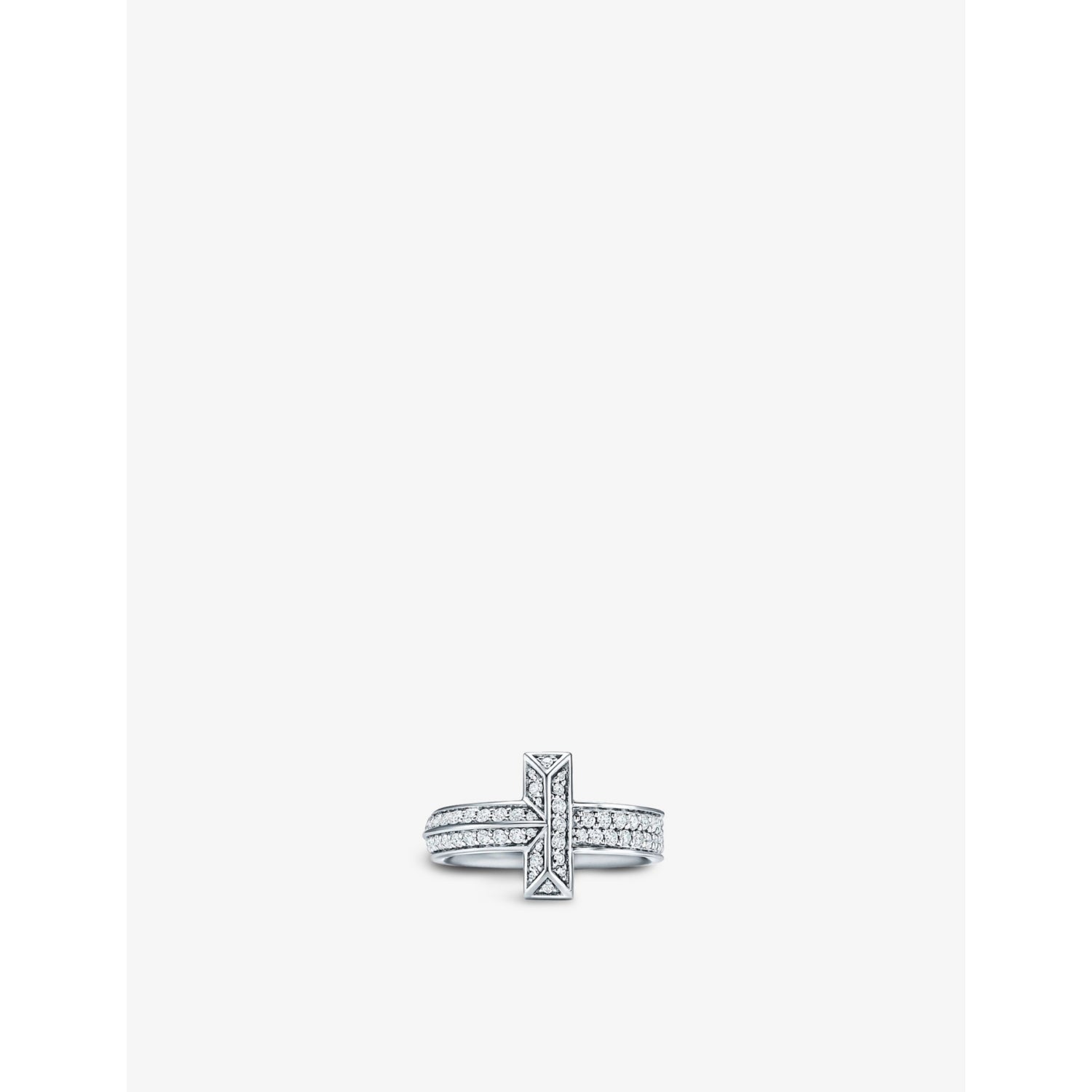 T1 Wide 18ct white-gold and 0.54ct diamond ring - K