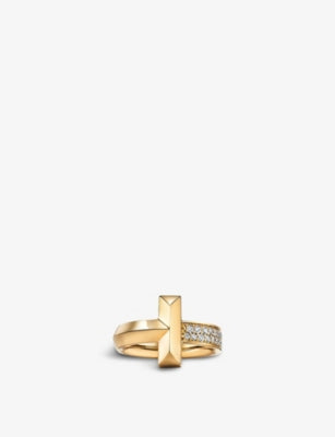 Tiffany & Co. T T1 Wide 18ct Yellow Gold and 0.21ct Diamond Ring