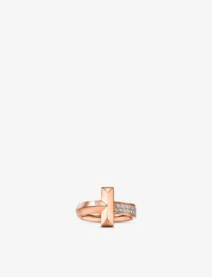 Tiffany & Co. T1 Wide 18ct Rose Gold 0.19ct Diamond Ring