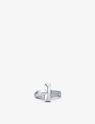 Tiffany T T1 Wide 18ct White-Gold Diamond Ring 0.21ct