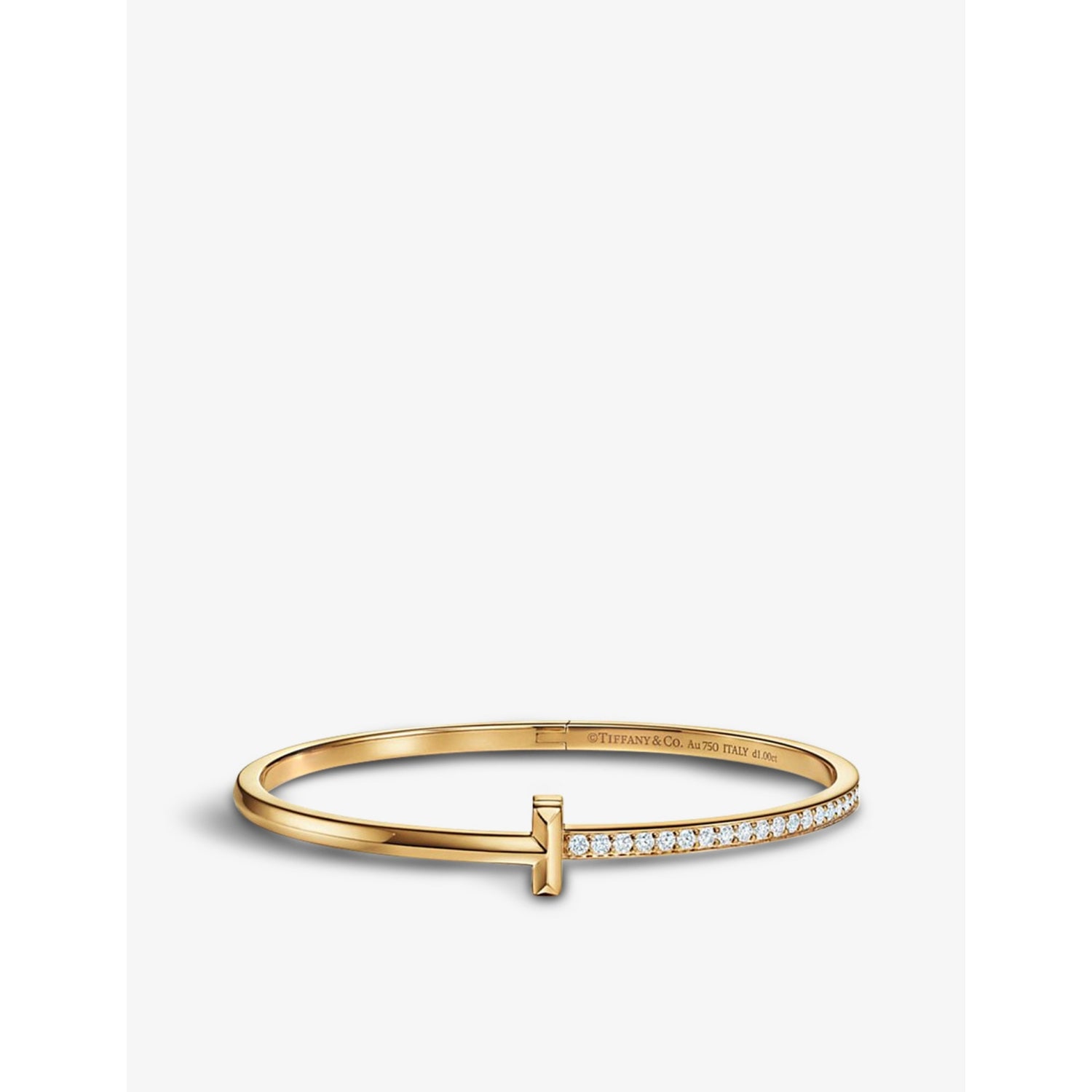 Tiffany & Co. T1 Narrow 18ct yellow gold diamond bracelet, imported from the UK