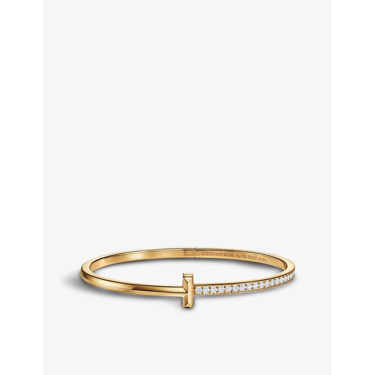 Tiffany & Co. T1 Narrow 18ct yellow gold diamond bracelet, imported from the UK