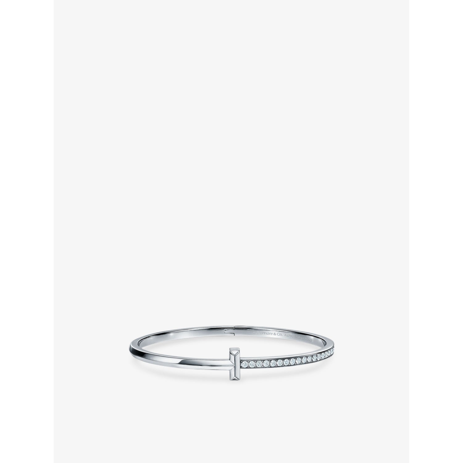 T1 Narrow 18ct white-gold and 0.92ct diamond small bracelet - S