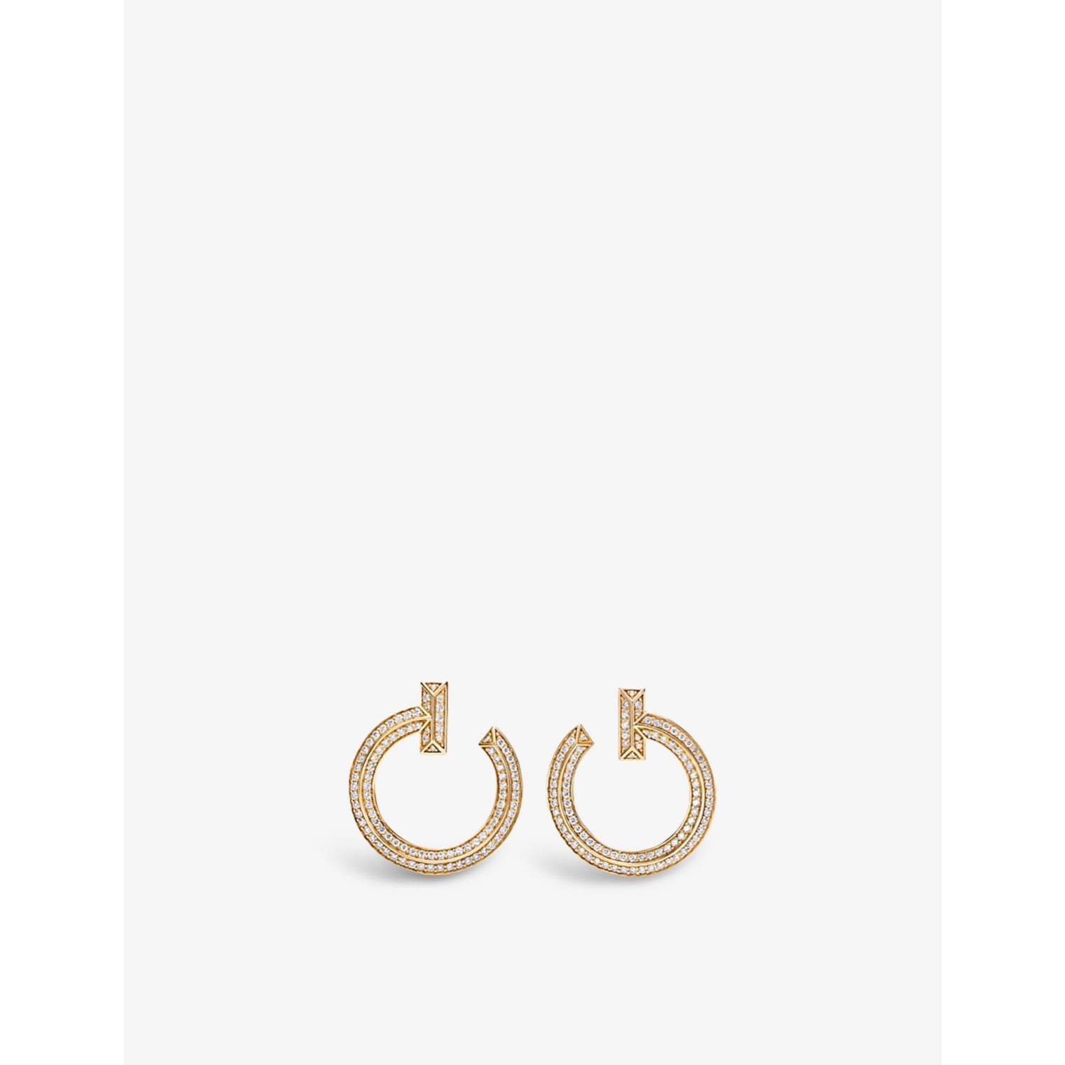 Tiffany T1 18ct gold diamond hoop earrings, imported from the UK