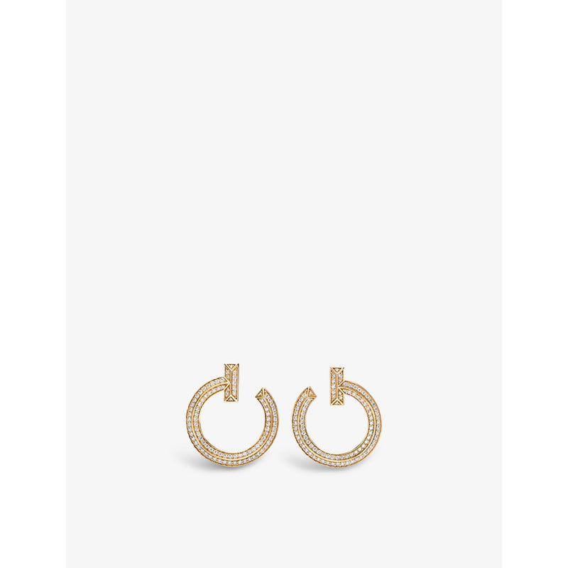 Tiffany T1 18ct gold diamond hoop earrings, imported from the UK