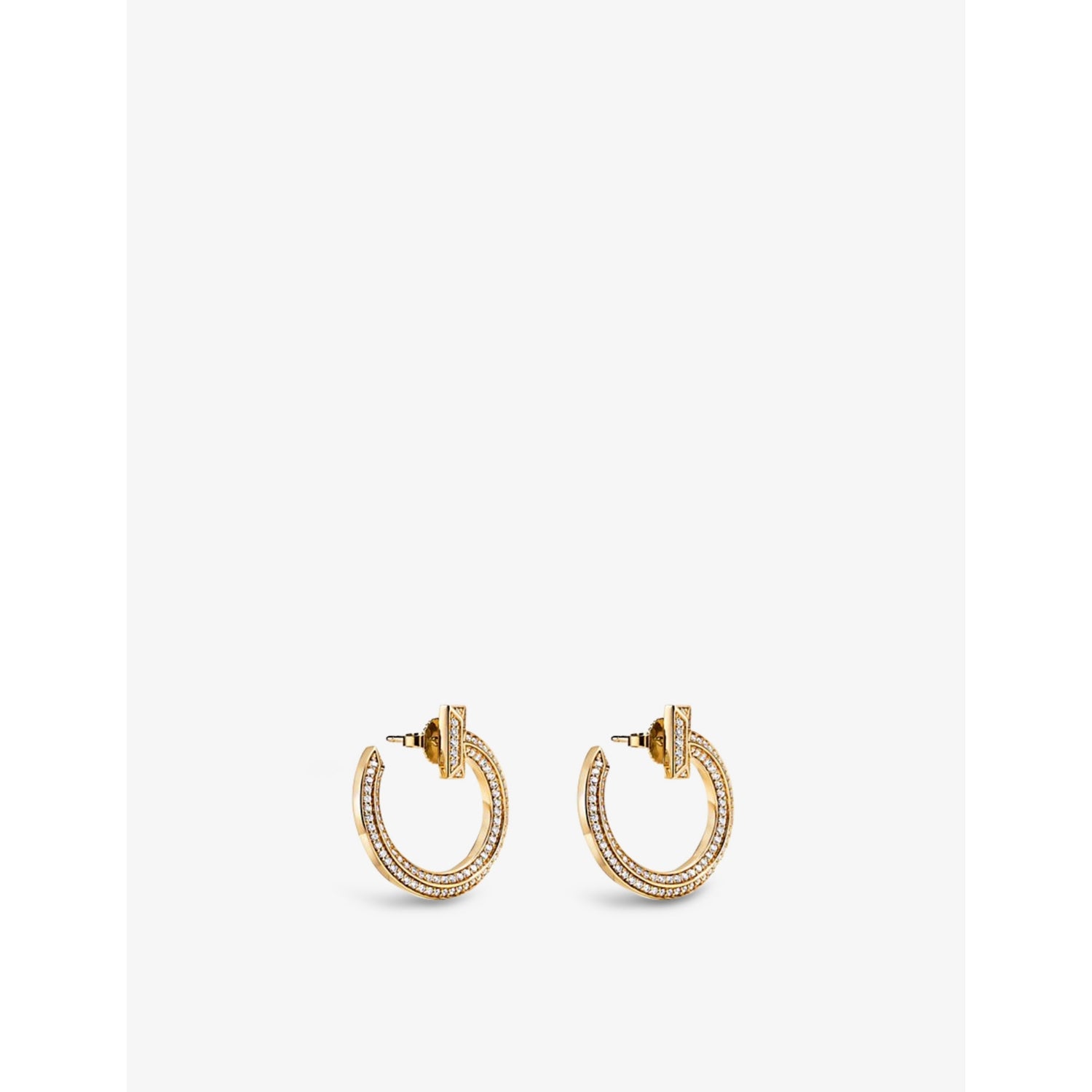 Tiffany T1 18ct gold diamond hoop earrings, imported from the UK