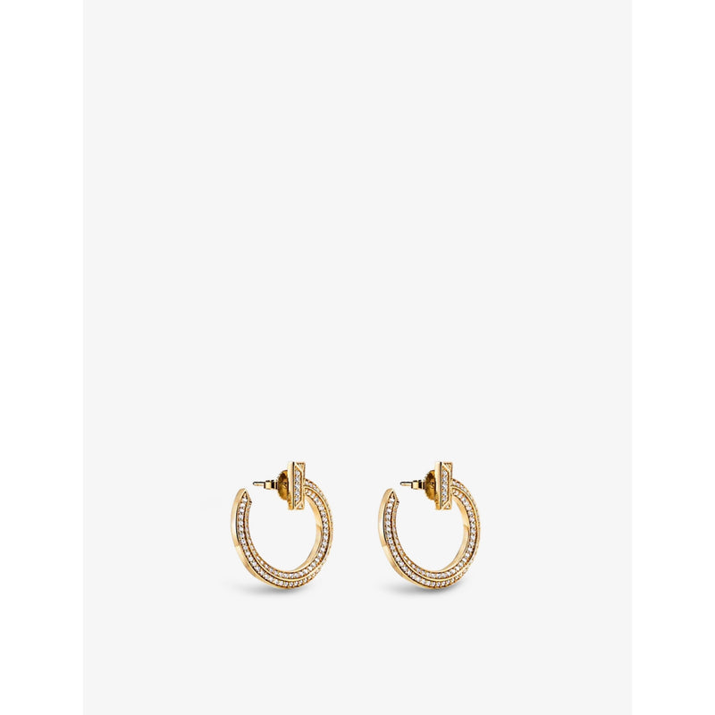 Tiffany T1 18ct gold diamond hoop earrings, imported from the UK