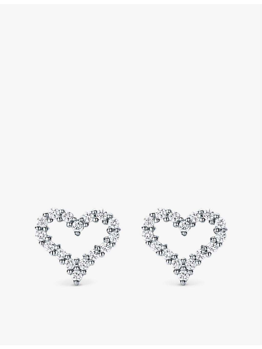 Tiffany & Co. extra-mini heart platinum diamond earrings 0.13ct - British product