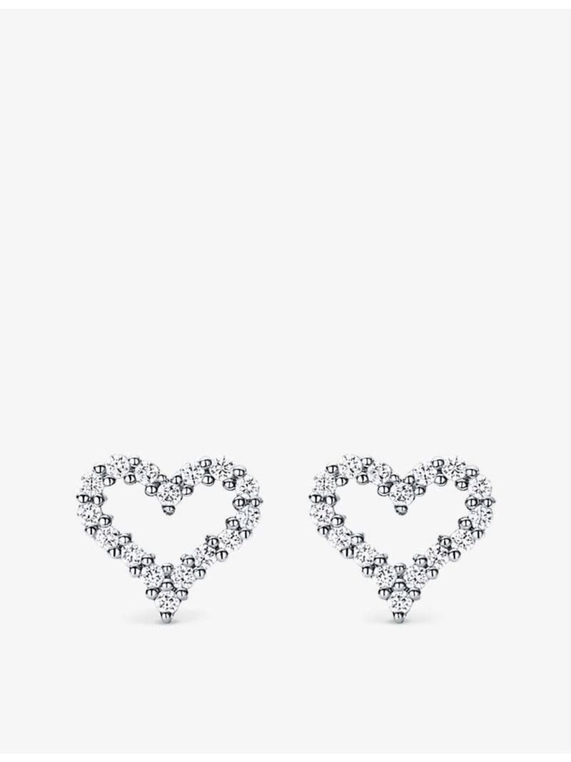 Tiffany & Co. extra-mini heart platinum diamond earrings 0.13ct - British product