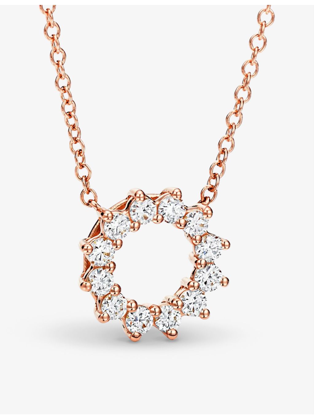 Tiffany & Co open circle diamond pendant 18ct rose gold, UK version