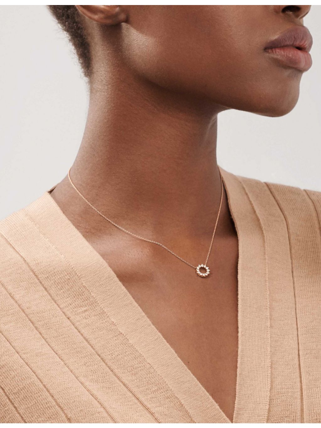 Tiffany & Co open circle diamond pendant 18ct rose gold, UK version
