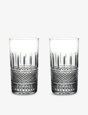 Waterford Irish Lace crystal HiBall glasses pair 400ml - British product