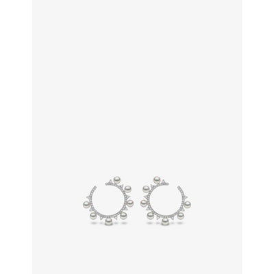 selfridges Yoko London Sleek 18ct White Gold Diamond and Pearl Earrings 0.704ct- Buy online at McGrocer