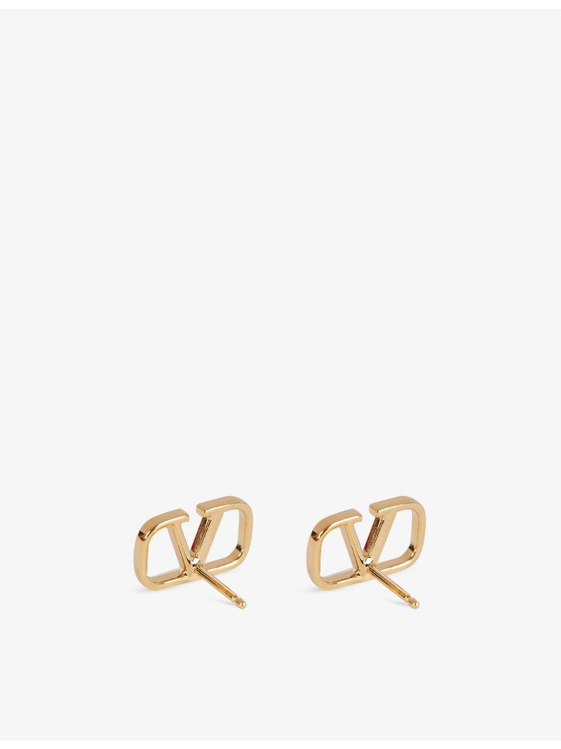 Valentino Garavani VLOGO gold-toned brass earrings, 1cm drop (British brand)