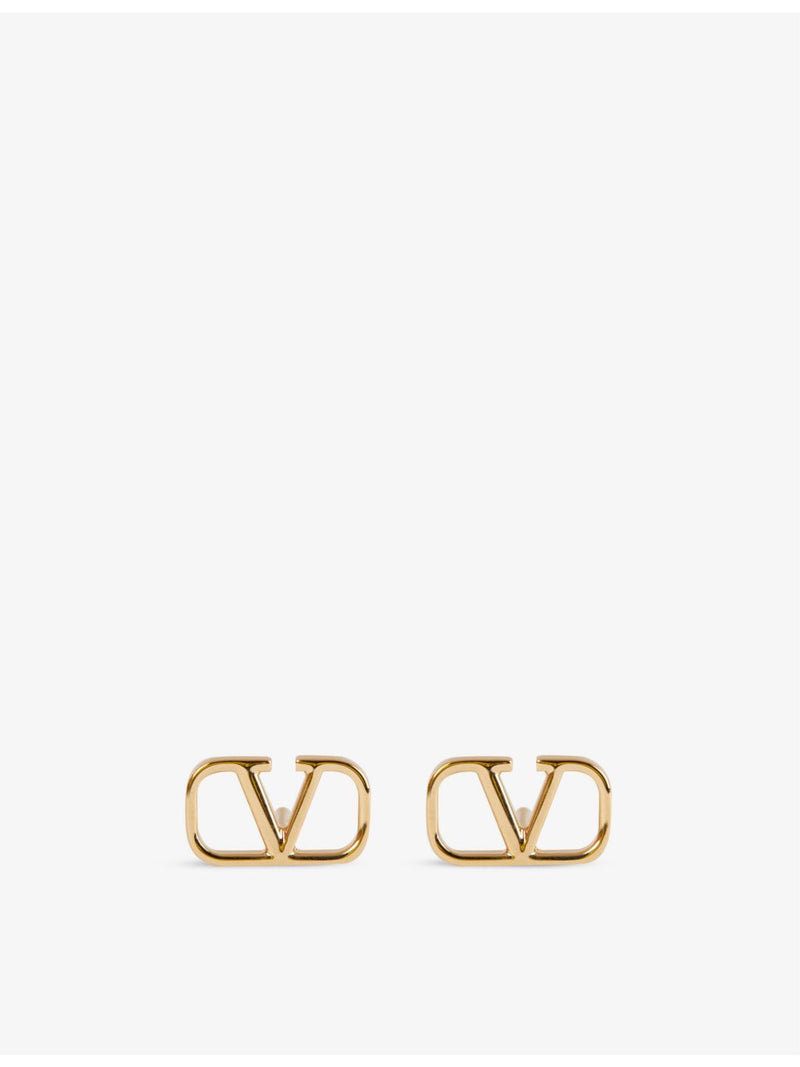 Valentino Garavani VLOGO gold-toned brass earrings, 1cm drop (British brand)