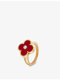 Van Cleef & Arpels Vintage Alhambra ring in 18ct gold with carnelian and diamond - British product