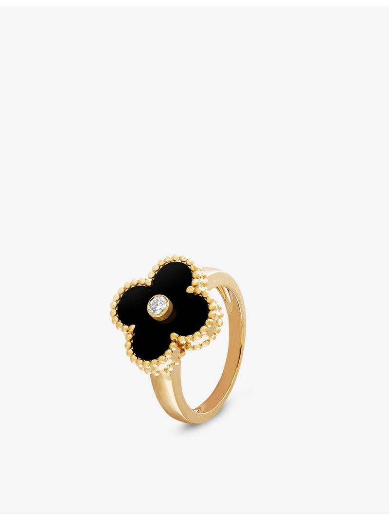 Van Cleef and Arpels Alhambra ring 18ct gold onyx, UK version