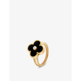 Vintage Alhambra 18ct Yellow-Gold, Onyx And 0.06ct Diamond Ring - K