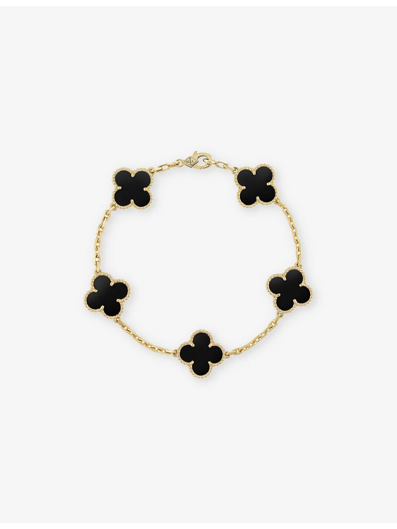 Van Cleef & Arpels Vintage Alhambra yellow-gold onyx bracelet, imported from the UK