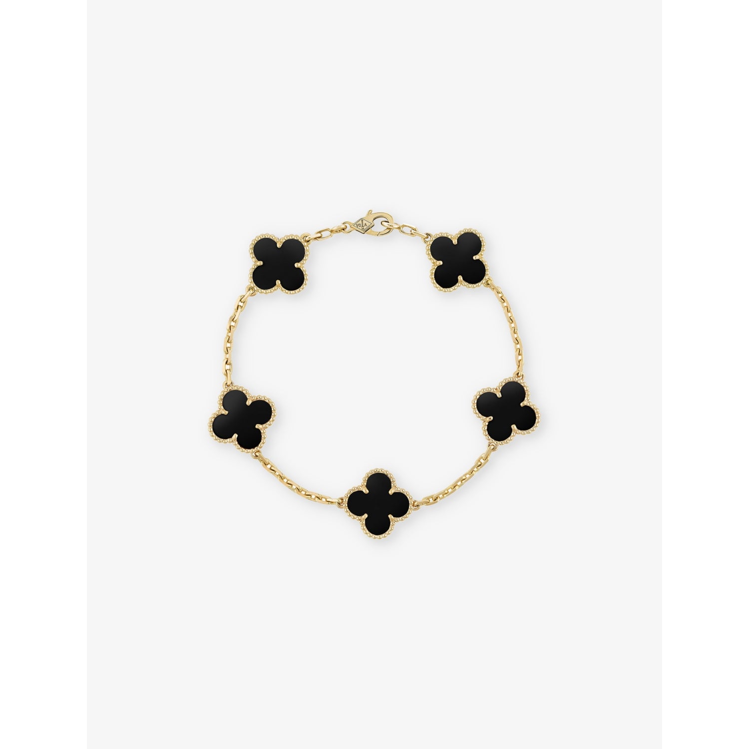 Van Cleef & Arpels Vintage Alhambra yellow-gold onyx bracelet, imported from the UK