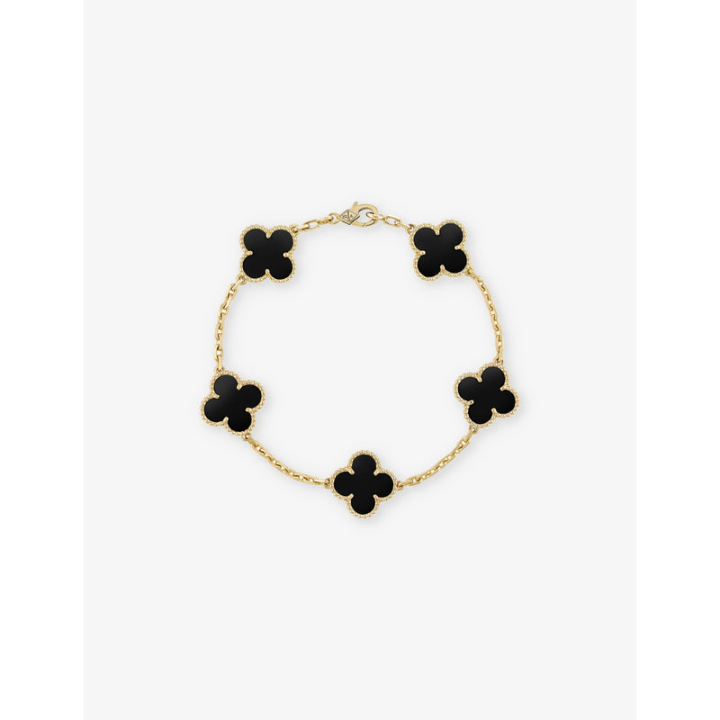 Van Cleef & Arpels Vintage Alhambra yellow-gold onyx bracelet, imported from the UK