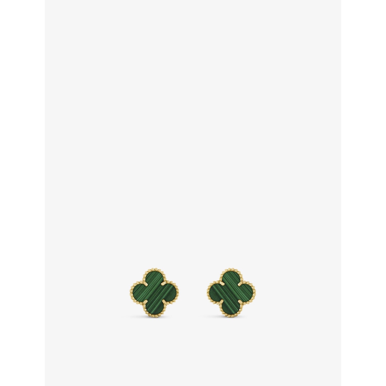 Van Cleef & Arpels Alhambra malachite stud earrings 1.5cm (British brand)