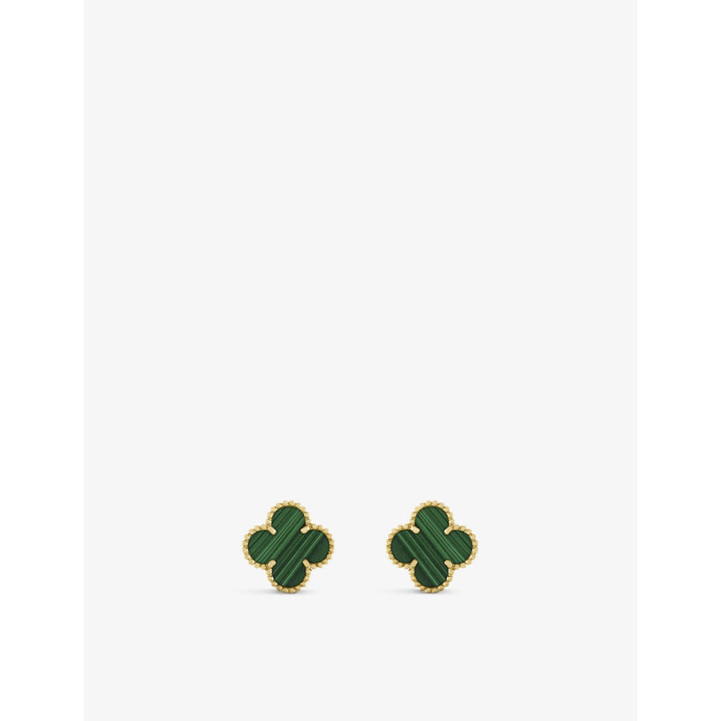 Van Cleef & Arpels Alhambra malachite stud earrings 1.5cm (British brand)
