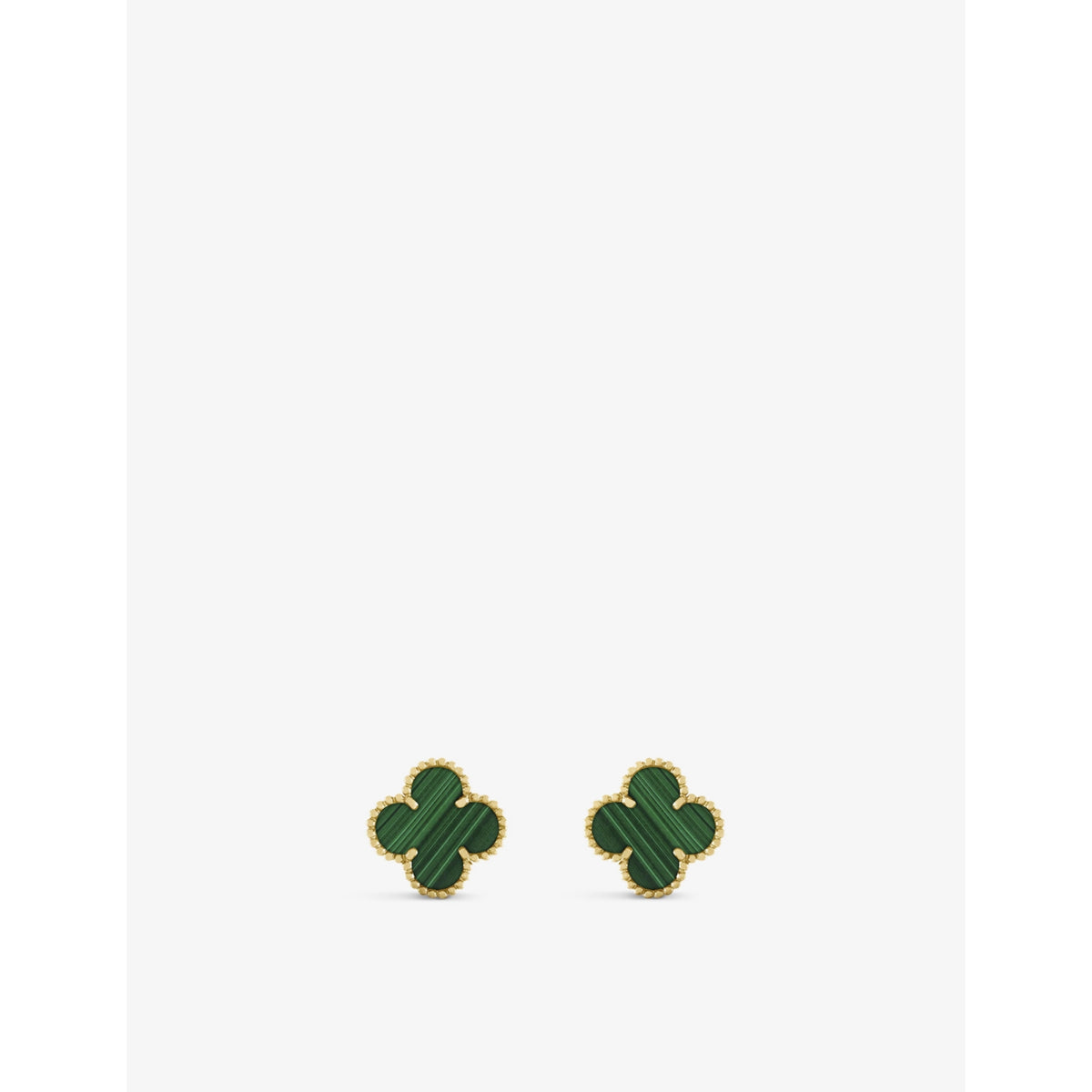 Van Cleef & Arpels Alhambra malachite stud earrings 1.5cm (British brand)