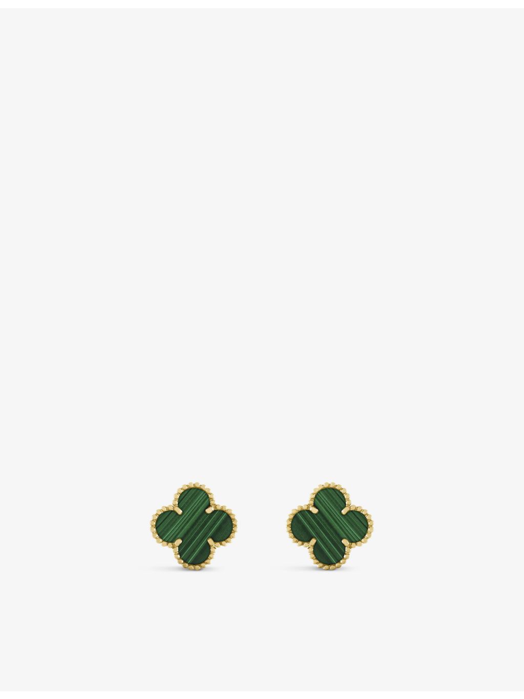 Vintage Alhambra 18ct Yellow-Gold And Malachite Stud Earrings