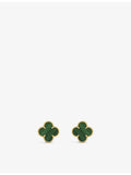 Vintage Alhambra 18ct Yellow-Gold And Malachite Stud Earrings