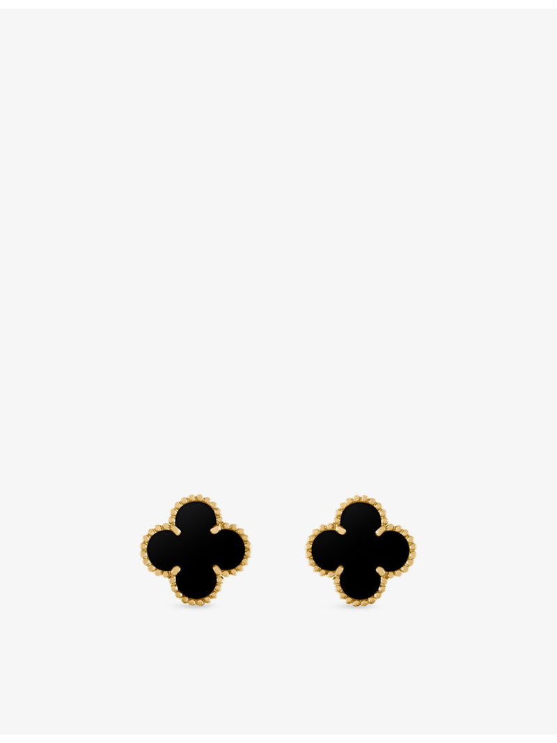 Van Cleef & Arpels Alhambra 18ct gold onyx stud earrings, UK version