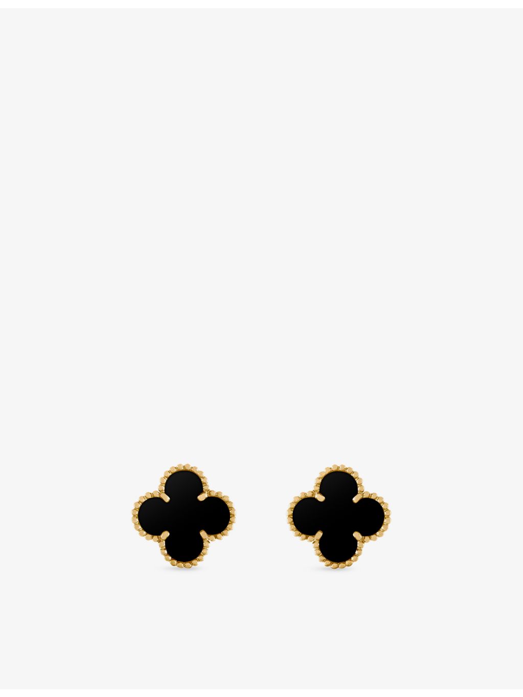 Van Cleef & Arpels Alhambra 18ct gold onyx stud earrings, UK version