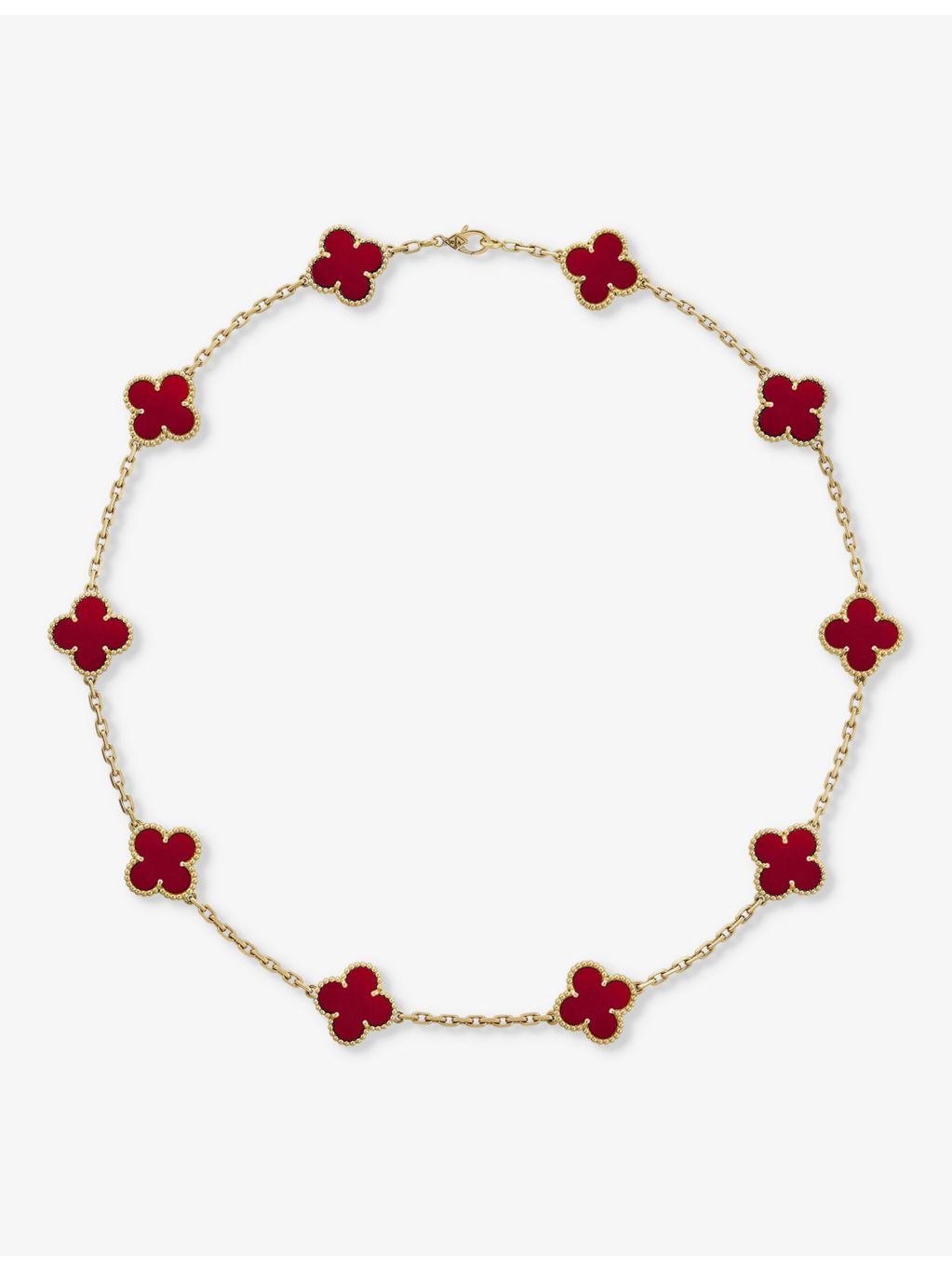 Van Cleef & Arpels Vintage Alhambra 18ct gold carnelian necklace 42cm (British brand)