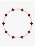 Van Cleef & Arpels Vintage Alhambra 18ct gold carnelian necklace 42cm (British brand)