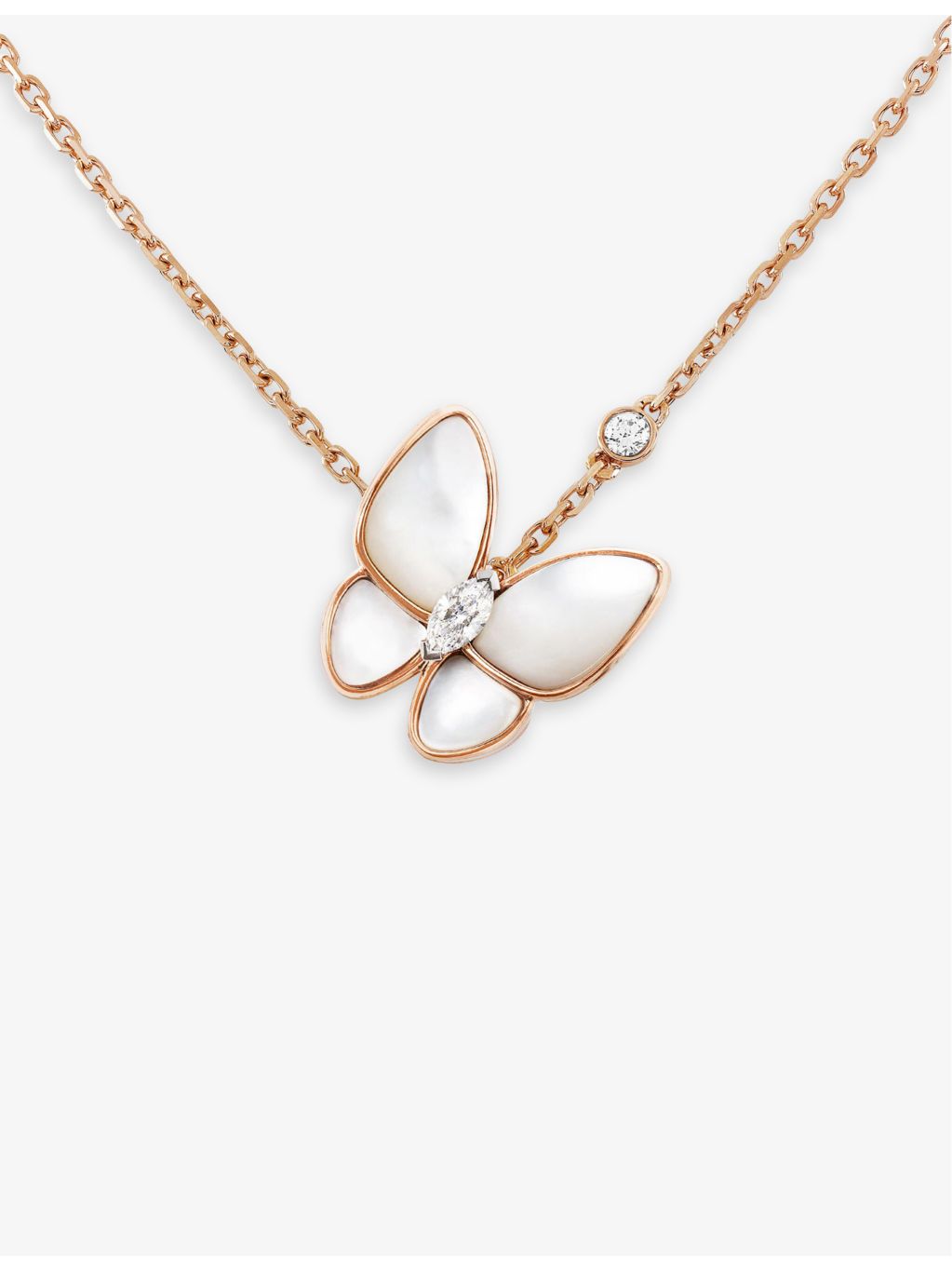 Van Cleef & Arpels Butterfly rose gold mother-of-pearl necklace, UK version