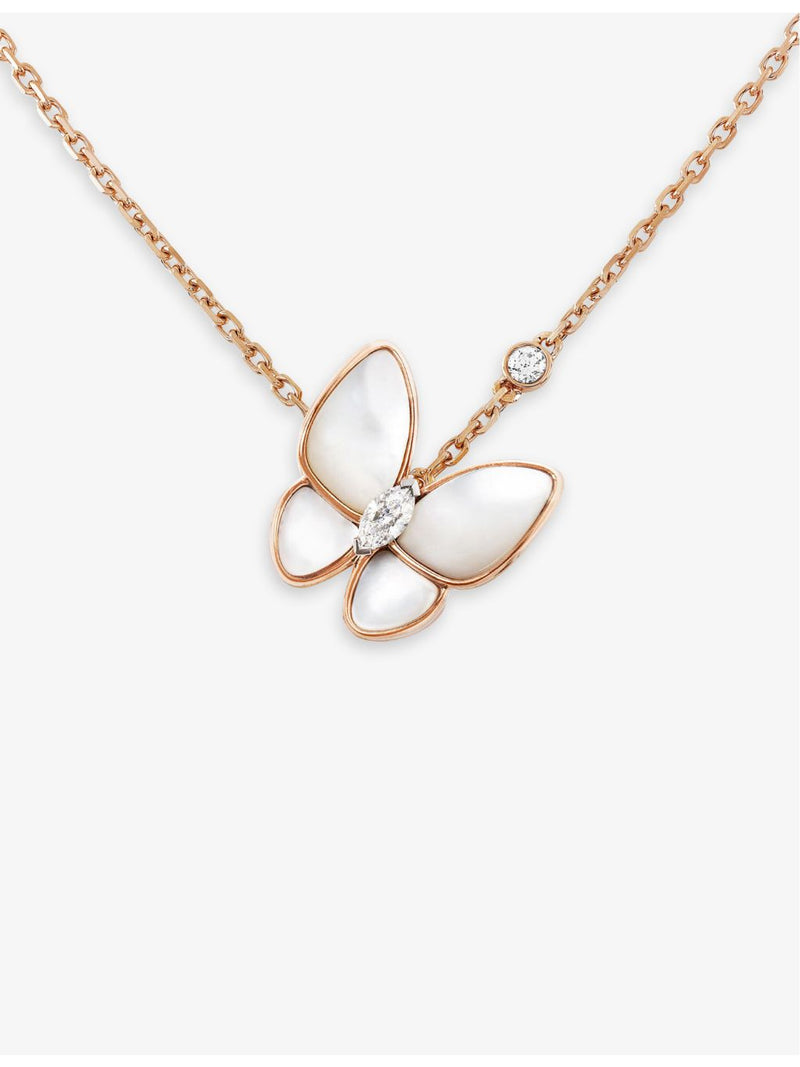 Van Cleef & Arpels Butterfly rose gold mother-of-pearl necklace, UK version