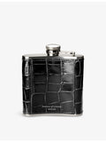 Aspinal of London croc-embossed leather hip flask 142ml (British brand)