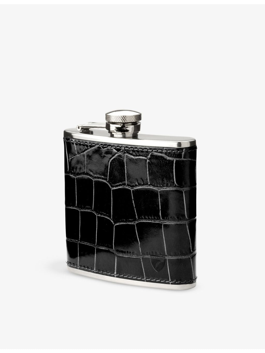 Aspinal of London croc-embossed leather hip flask 142ml (British brand)