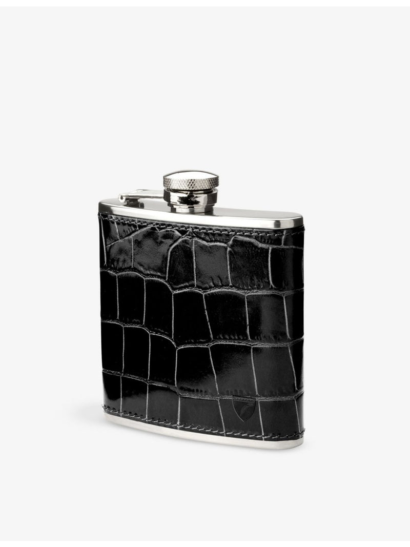Aspinal of London croc-embossed leather hip flask 142ml (British brand)