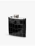 Aspinal of London croc-embossed leather hip flask 142ml (British brand)