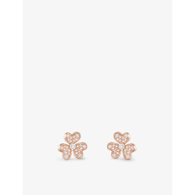 selfridges Van Cleef & Arpels Frivole Mini 18ct Rose-Gold and 0.42ct Diamond Earrings- Buy online at McGrocer