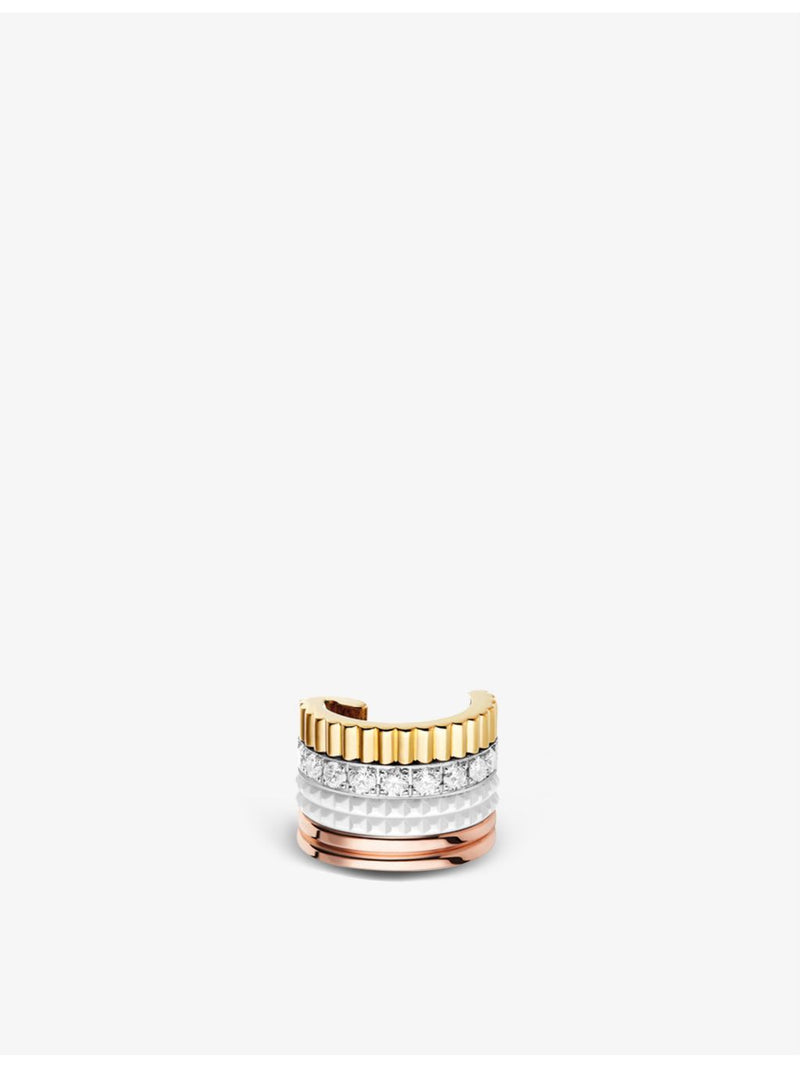 Boucheron Quatre Classique tri-tone gold diamond clip earring (British brand)