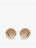 Chloé CH0047S metal scalloped round sunglasses, UK version