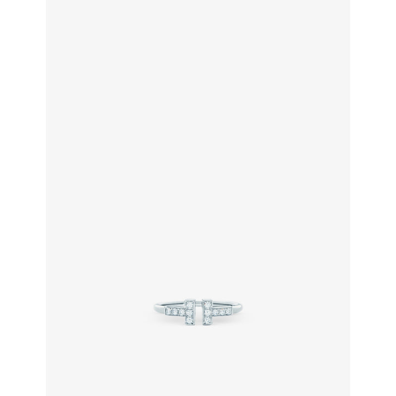 Tiffany T Wire 18ct white-gold and 0.13ct brilliant-cut diamond ring - 5.5