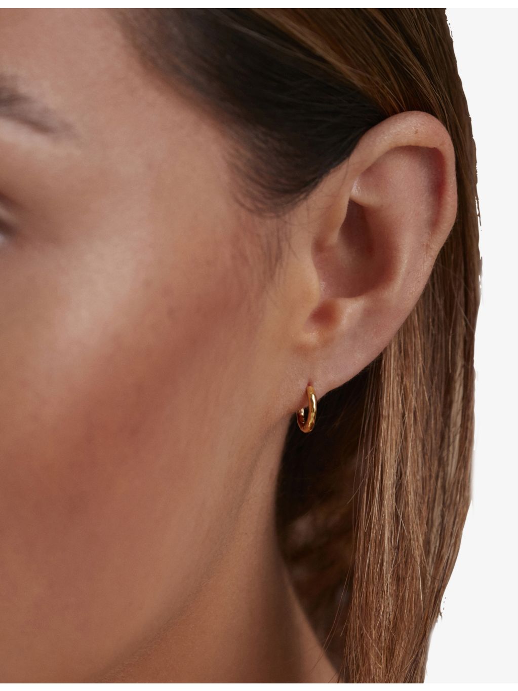 Monica Vinader Siren Muse gold vermeil huggie earrings, imported from the UK
