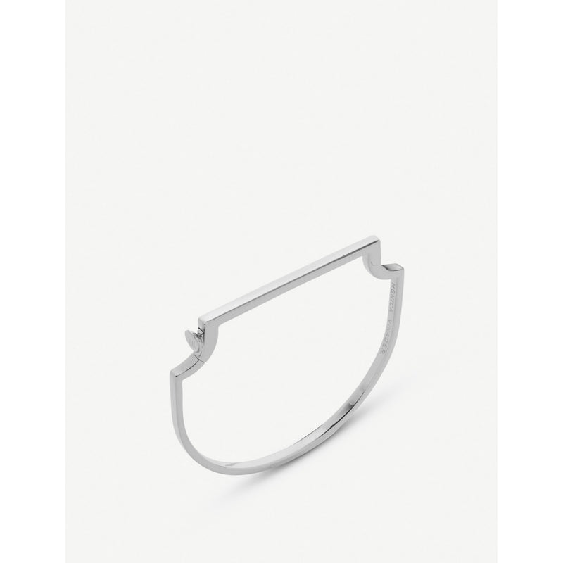 Signature skinny sterling silver bangle bracelet - S